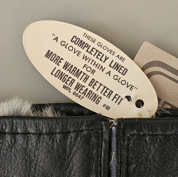 NWT: Vintage Stetson Leather Gloves - Genuine Fur Lining - Size Large - 10-10.5 - Picture 3 of 6